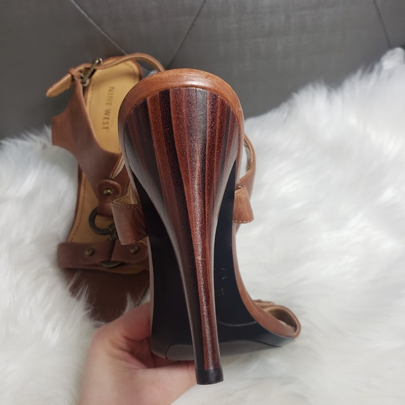 Nine west snooks tan heels leather upper - Picture 10 of 13